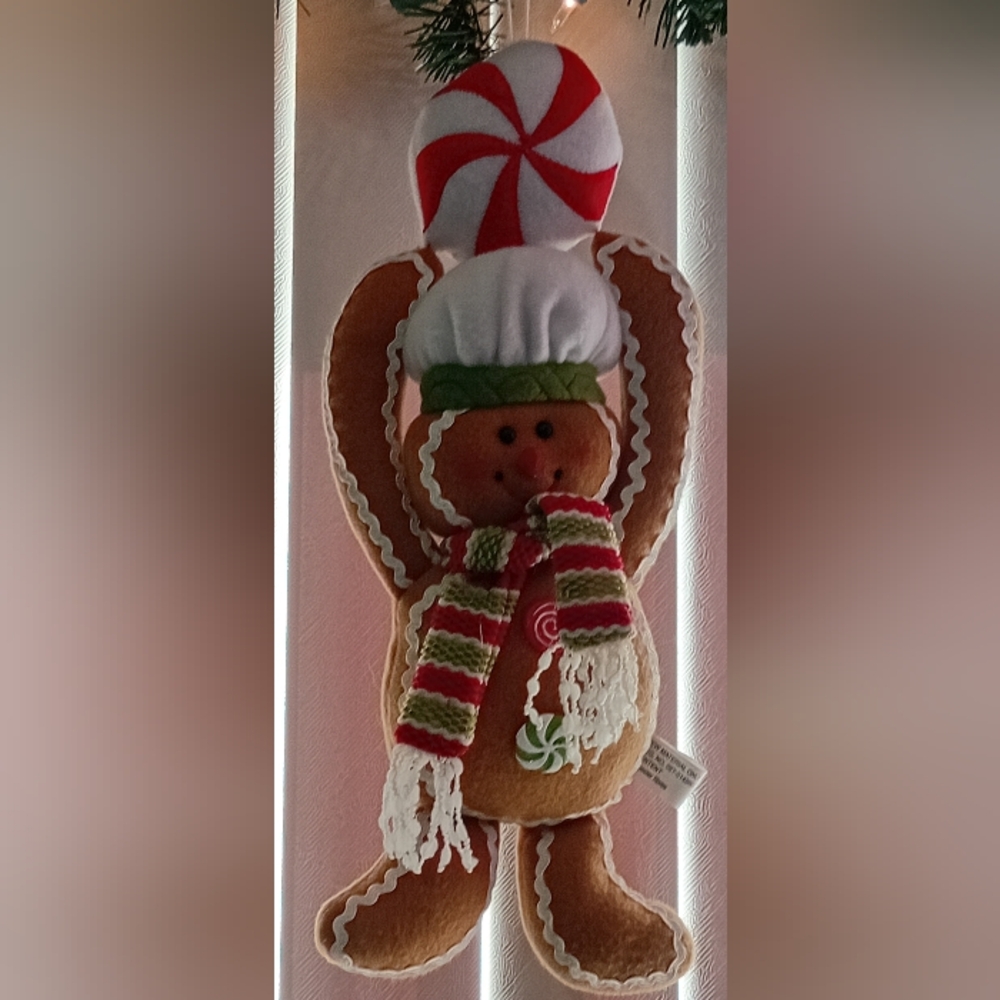 Festive Gingerbread Plush with Candy Cane Hat